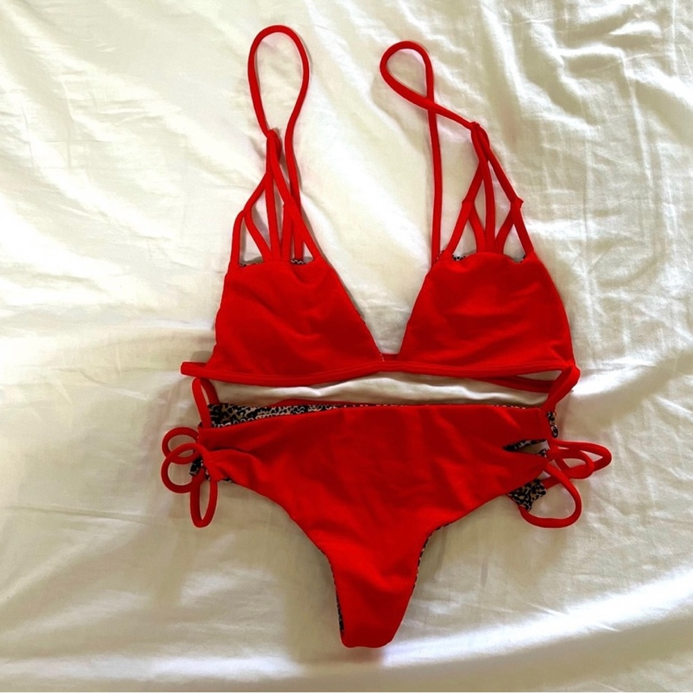 *Rare* Acacia Swim Set. Hibiscus Red. Size Small Top & Bottom